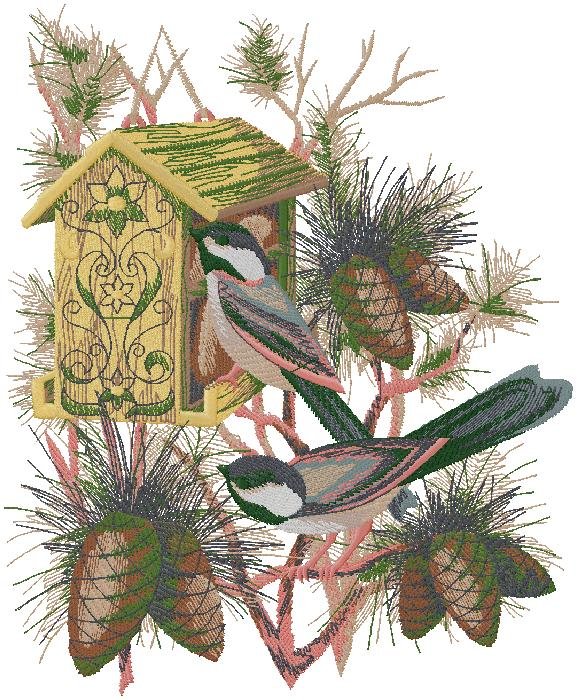 Birds machine embroidery design