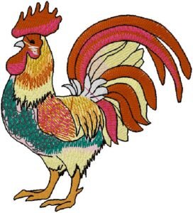 Rooster embroidery design