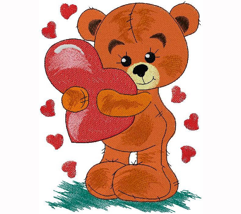 Teddy Heart embroidery design