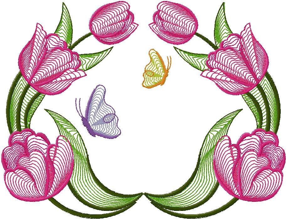 floral heart embroidery design