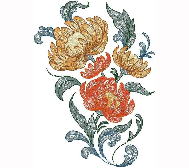 floral machine embroidery design