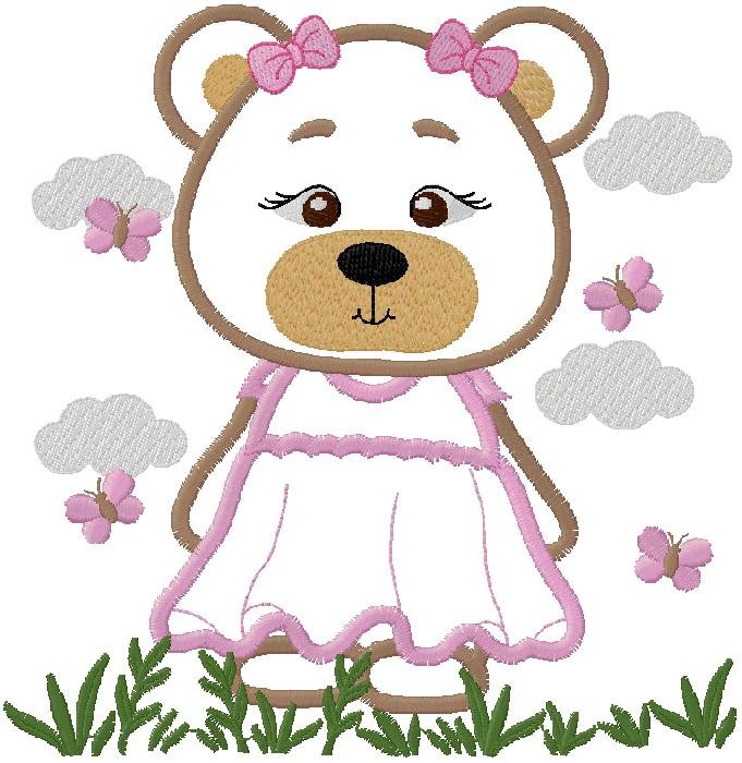 Baby Girl Bear Embroidery Design