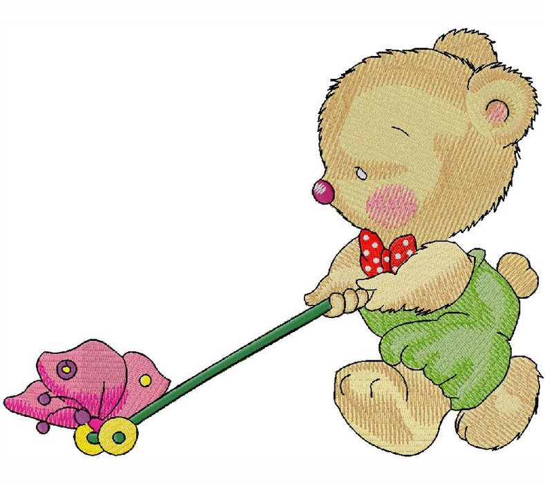 Bear with Toy embroidery design