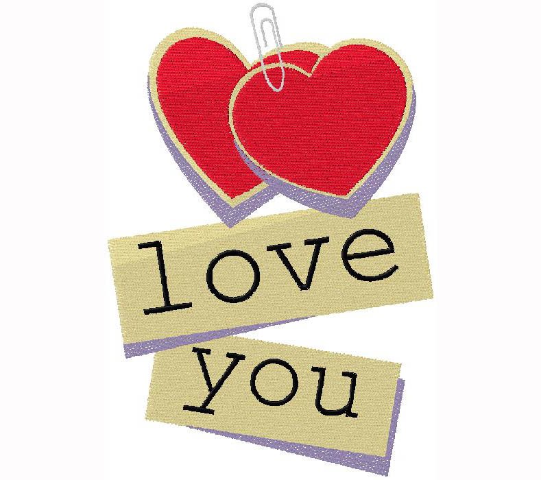 Love you embroidery design