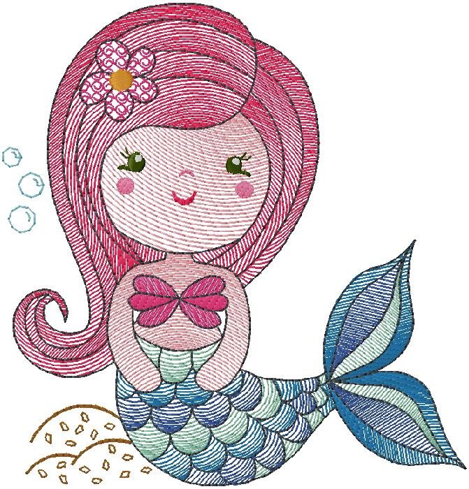 Ocean Sea Princess embroidery design
