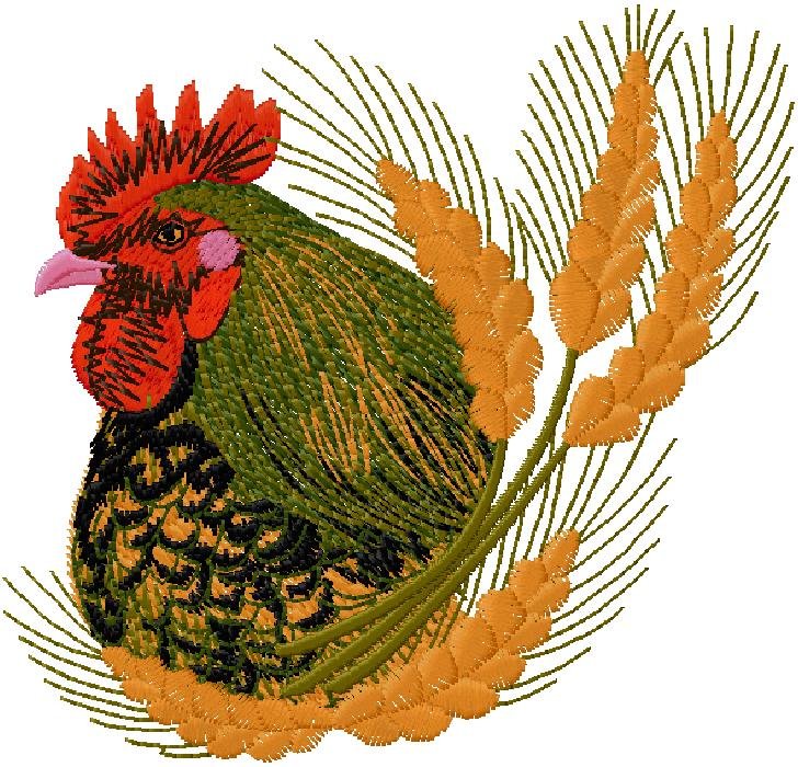 Rooster embroidery design