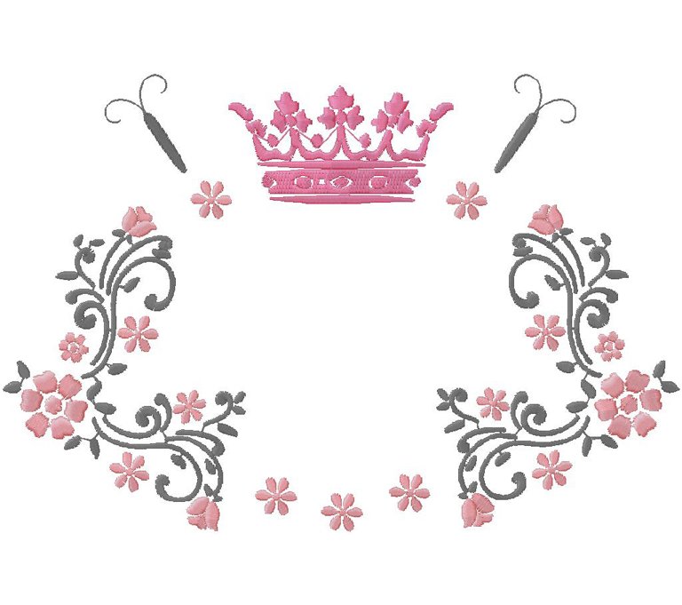crown with flowers embroidery design