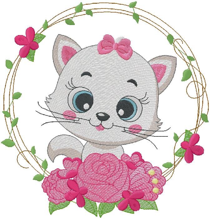 cute Cat Embroidery Design