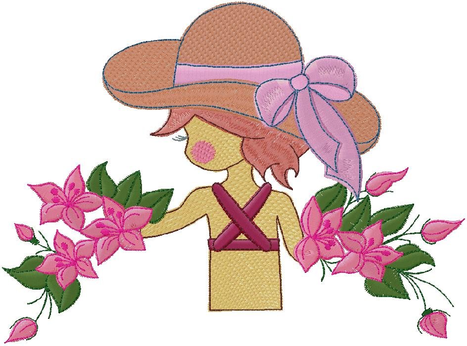 cute Girl flowers embroidery design