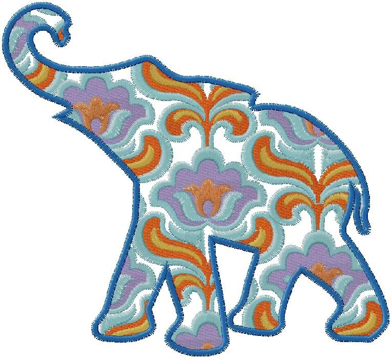 floral Elephaant embroidery design
