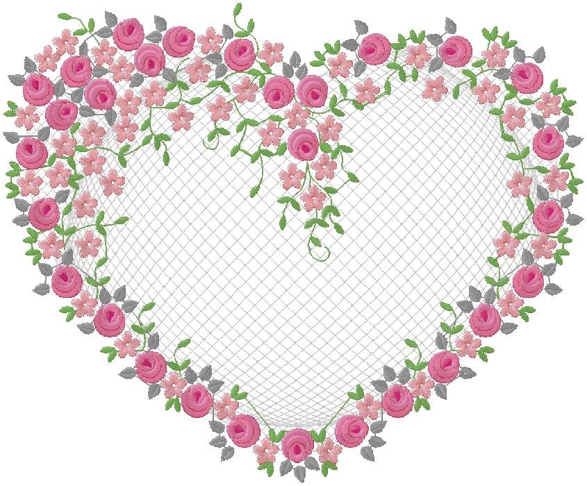 floral heart embroidery design