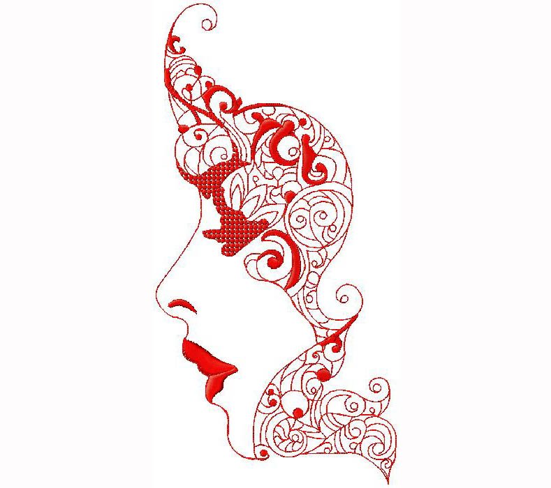 lady face embroidery design