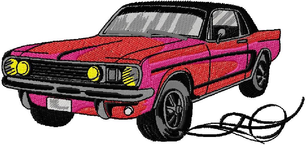 old car embroidery design