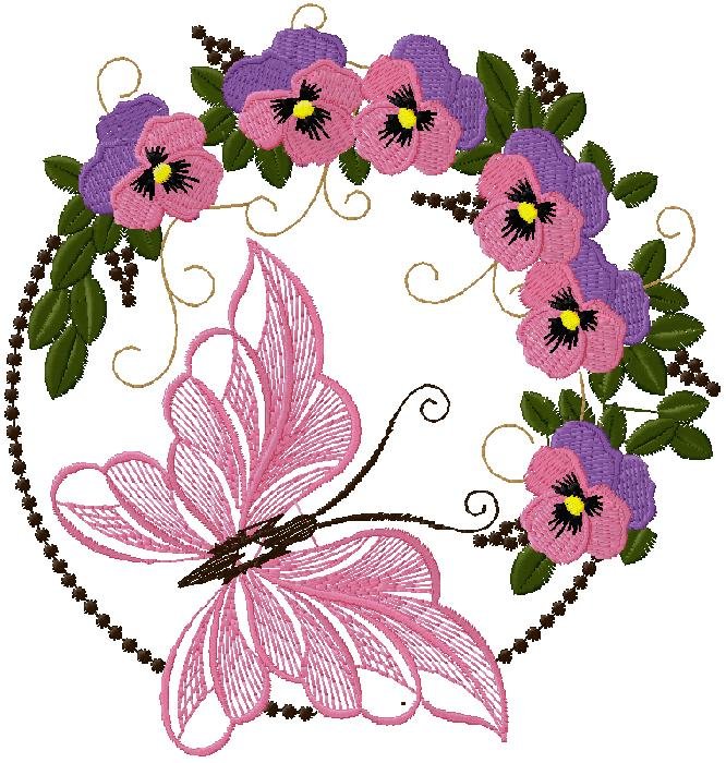 Butterfly Floral Embroidery Design