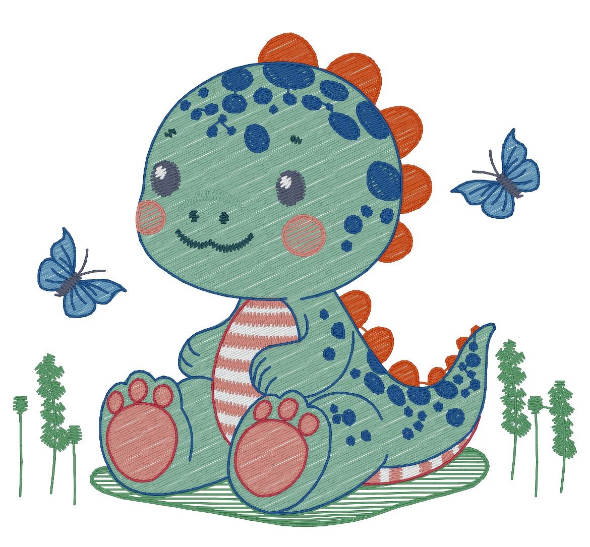 Dino embroidery design