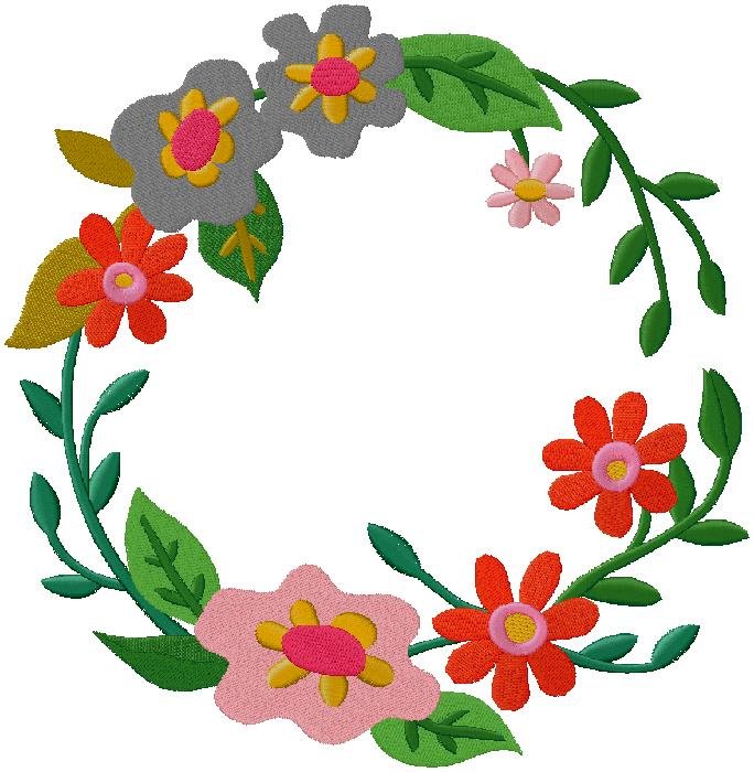 Flower Wreath Embroidery Design