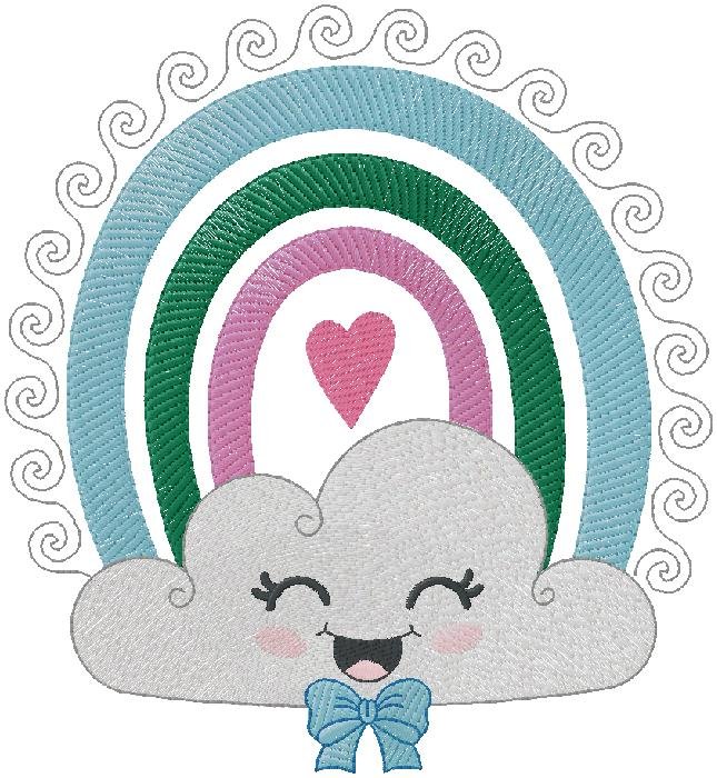 Happy cloud embroidery design