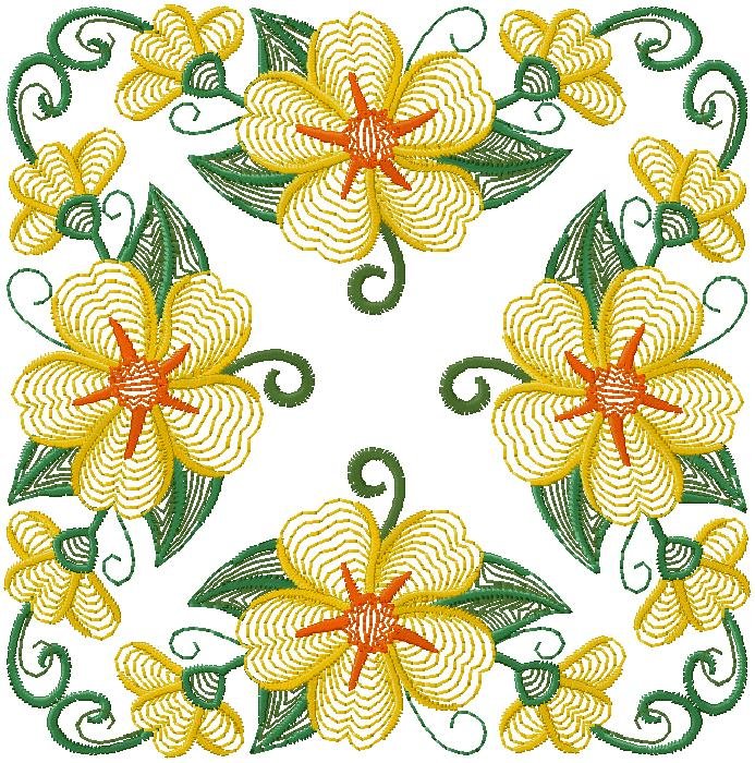 yellow floral embroidery design