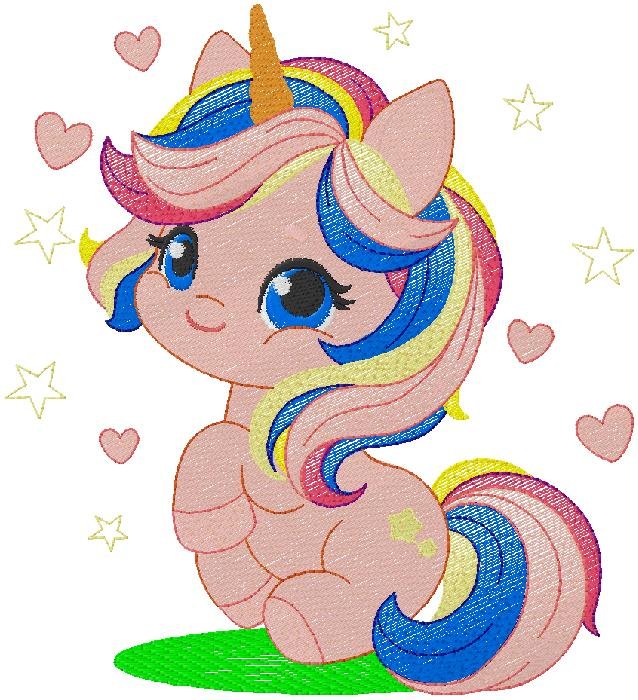 Baby unicorn machine embroidery design