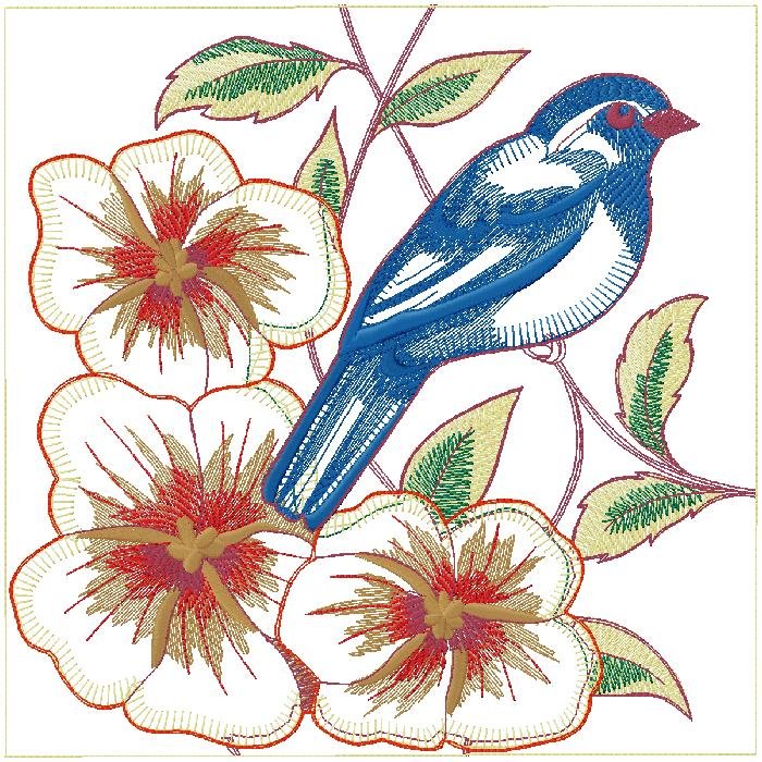 Bird machine embroidery design