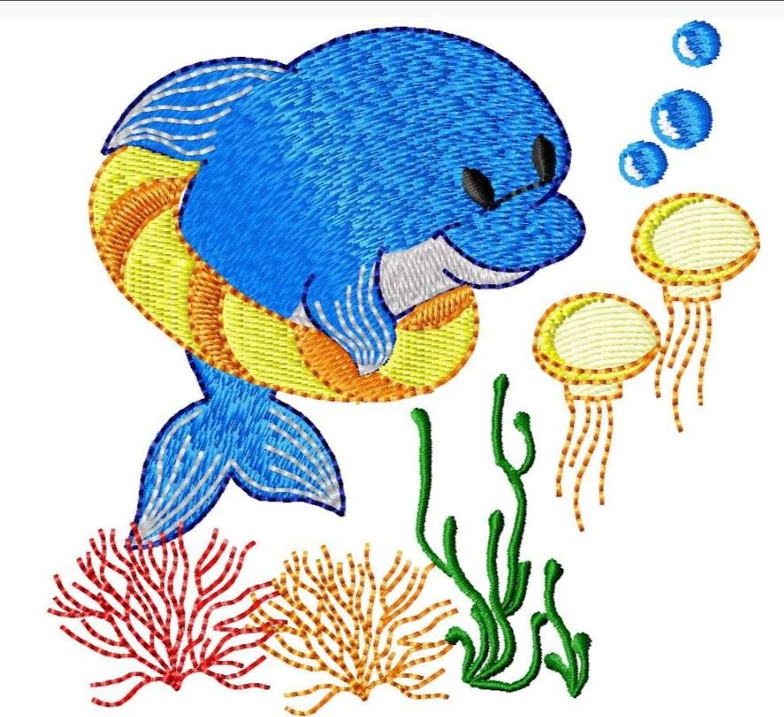 Cute Dolphin Embroidery Design