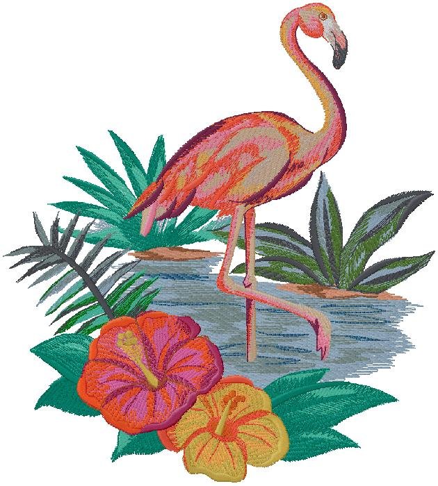 Flamingo machine embroidery design