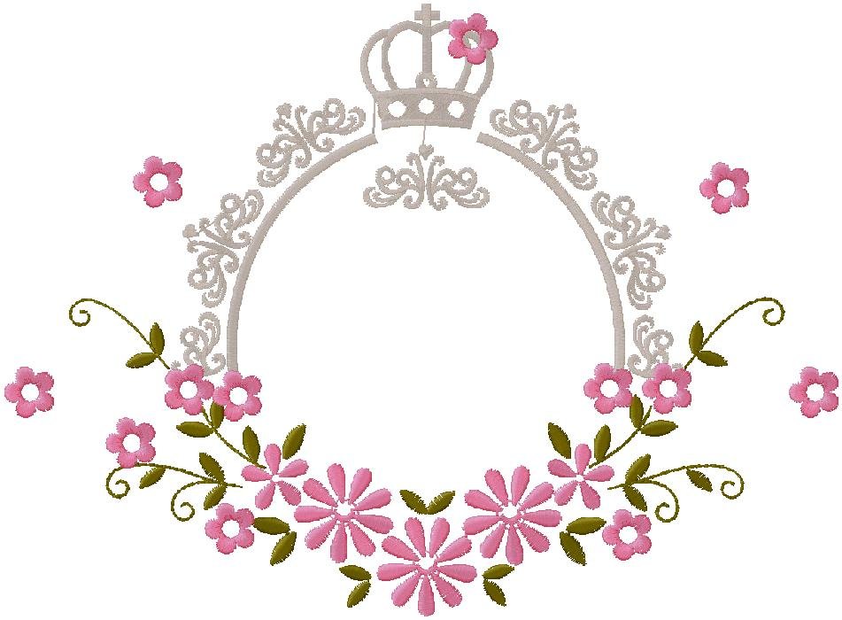 Floral and crown embroidery design for free download