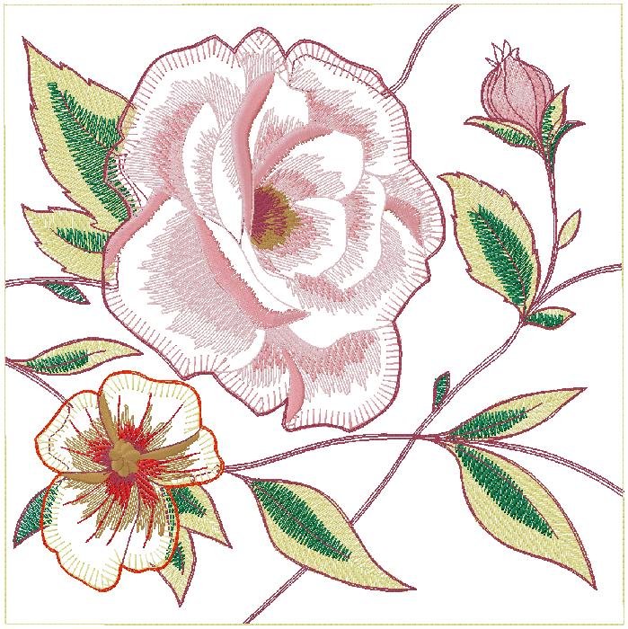 Floral machine embroidery design