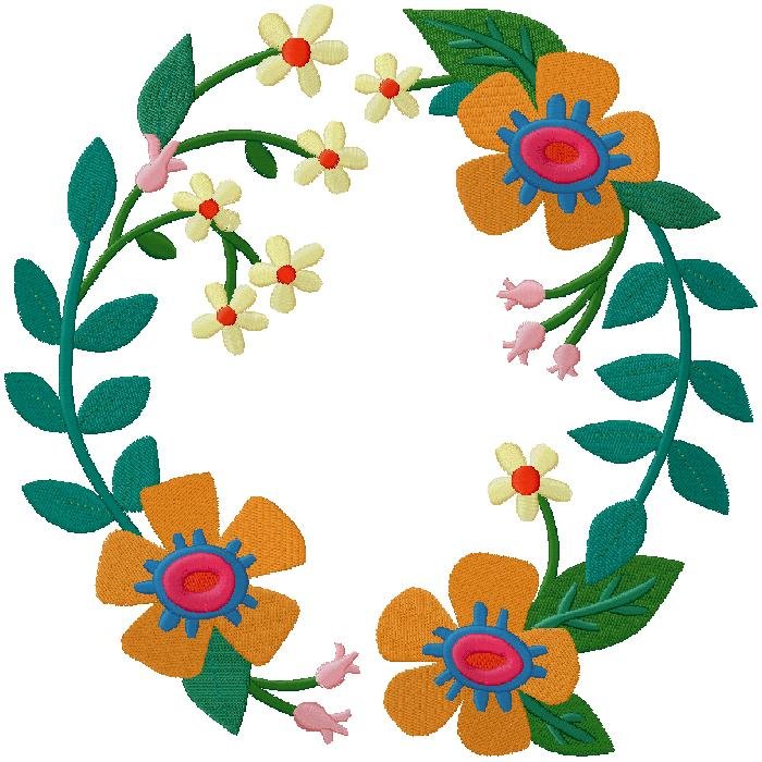 Floral machine embroidery design