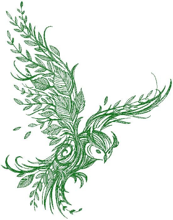Leaf bird embroidery design