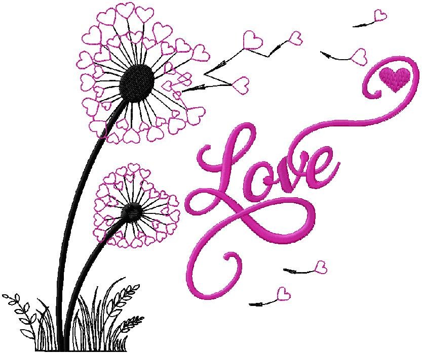 Love machine embroidery design