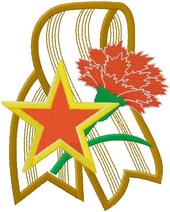 Star with flower - embroidery design