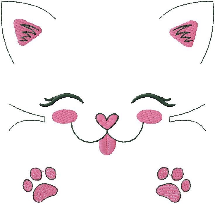 cat face embroidery design for free download