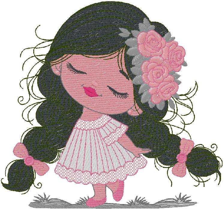 cute Girl - Machine Embroidery Design