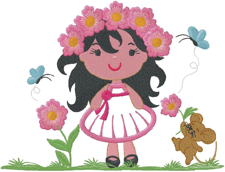 cute Girl embroidery design for free download