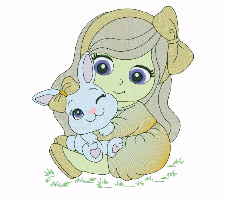 cute Girl with Bunny design for free download