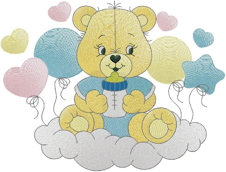 cute Teddy Bear - Machine Embroidery Design