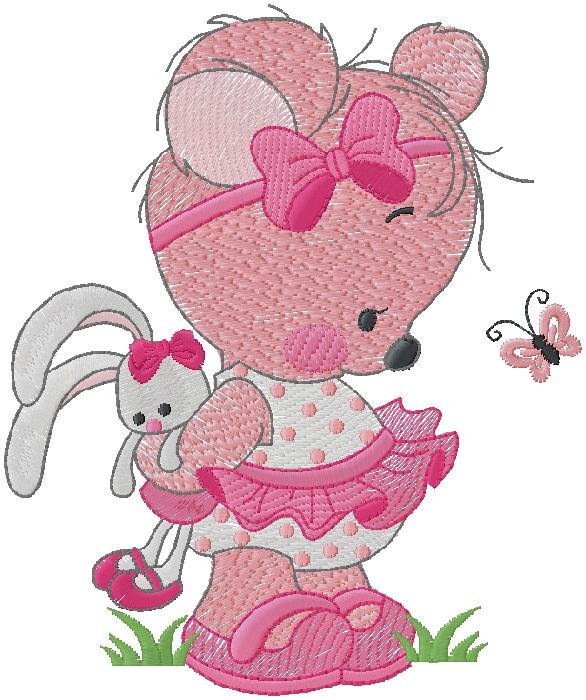 cute teddy girl machine embroidery design for free download
