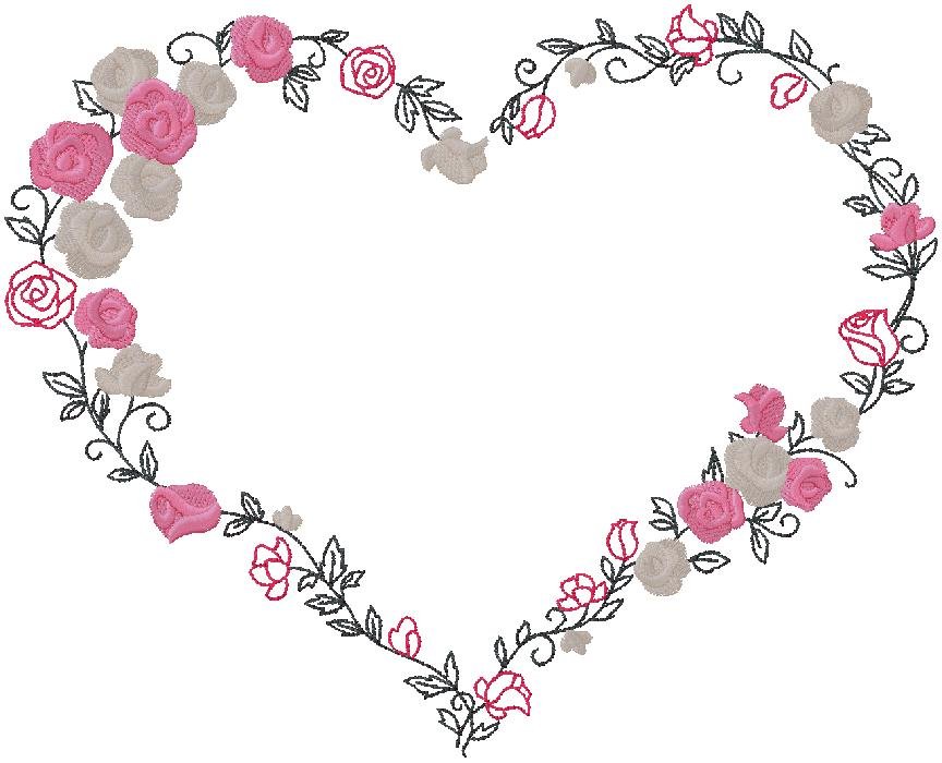 floral Heart machine embroidery design