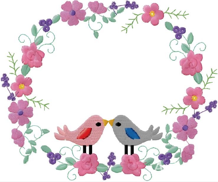 floral with birds embroidery design