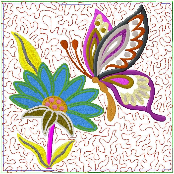 flower with butterfly embroidery design