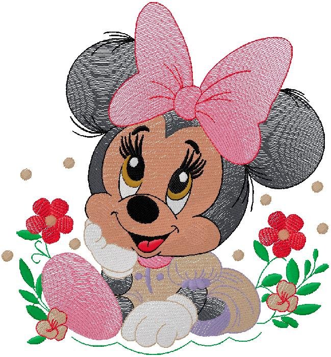 cute Minnie embroidery design for free download
