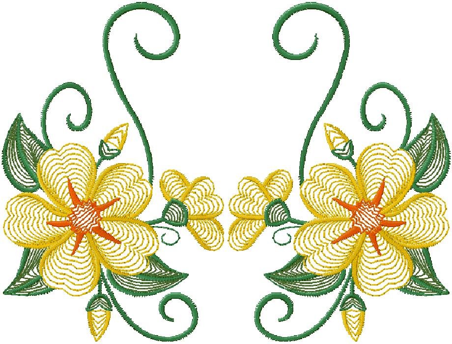 yellow Floral machine embroidery design
