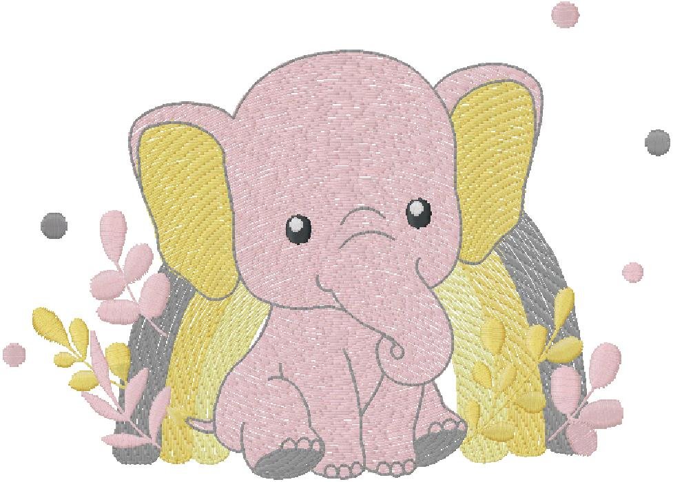Cute Elephant with embroidery design