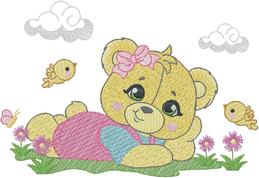 Cute Teddy machine embroidery design