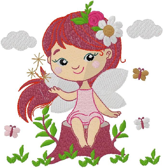 Fairy machine embroidery design