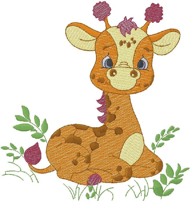 Giraffe machine embroidery design