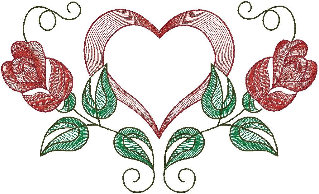 Heart with floral machine Embroidery Design
