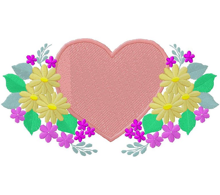 Heart with flowers Embroidery Design