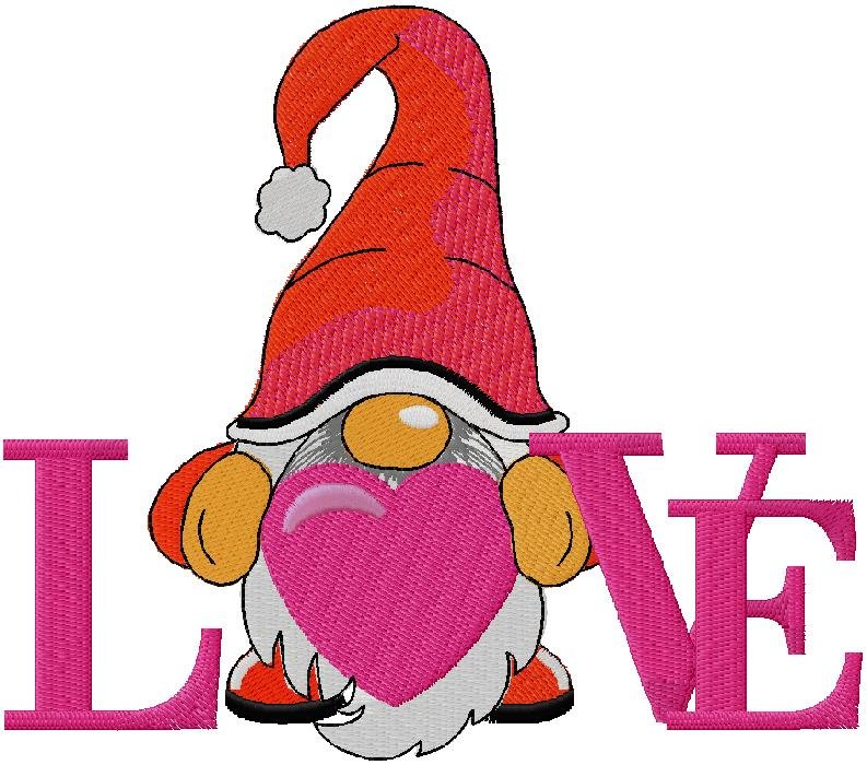 Love Gnome Embroidery Designs